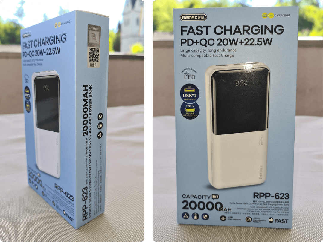 REMAX-RPP623 Powerbank – 20'000mAh Ultra-Kapazität, Schnelles Laden, Mobil für unterwegs